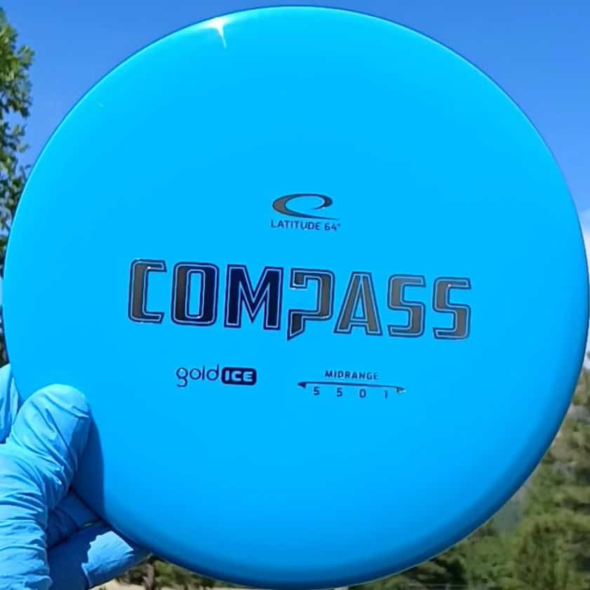 77020310.08 Gold Ice Compass aqua disc golf midrange from Dynamic Discs. front view