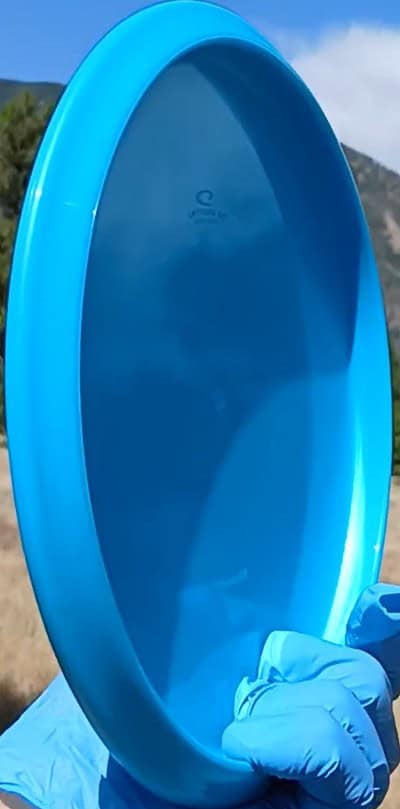 77020310.08 Gold Ice Compass aqua disc golf midrange from Dynamic Discs. profile wing view.