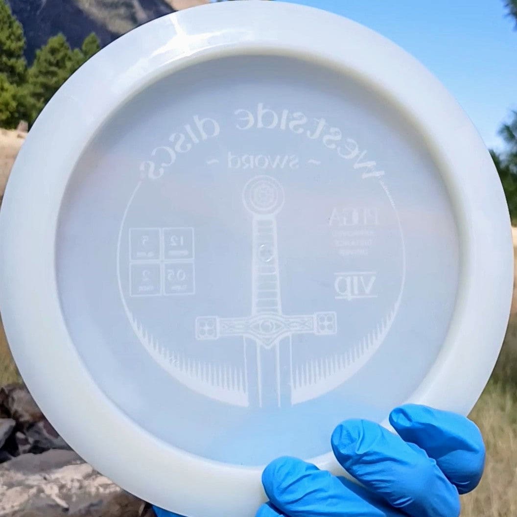 7703492.27 VIP Sword White disc golf distance driver from Westsdide Discs. back view