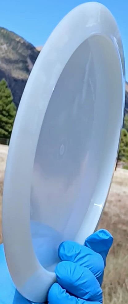 7703492.27 VIP Sword White disc golf distance driver from Westsdide Discs. profile wing view
