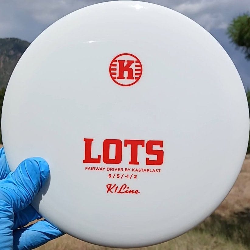 77057101.07 Kastaplast Lots white disc golf fairway driver. front view.