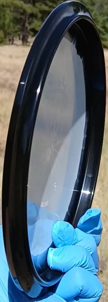 88010301.08 Fuzion Fugitive Orbit Blank disc golf midrange Special Edition from Dynamic Discs. profile wing view.