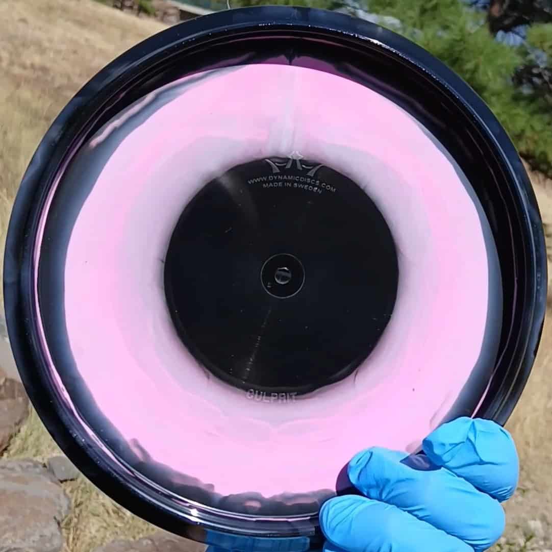 88011201.08 Fuzion Culprit Burst Blank overstable disc golf midrange from Dynamic Discs. back view