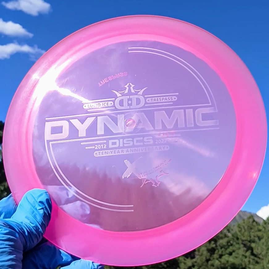 88017410.14 Lucid Ice Trespass Pink Wiped Distance Driver 175g disc golf distance driver Special Edition ghost stamp. front view