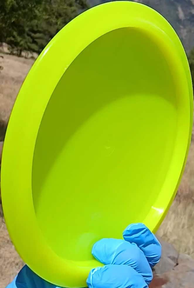 88028002.02 Opto River yellow bIank understable disc golf fairway driver from Latitude 64. profile wing view