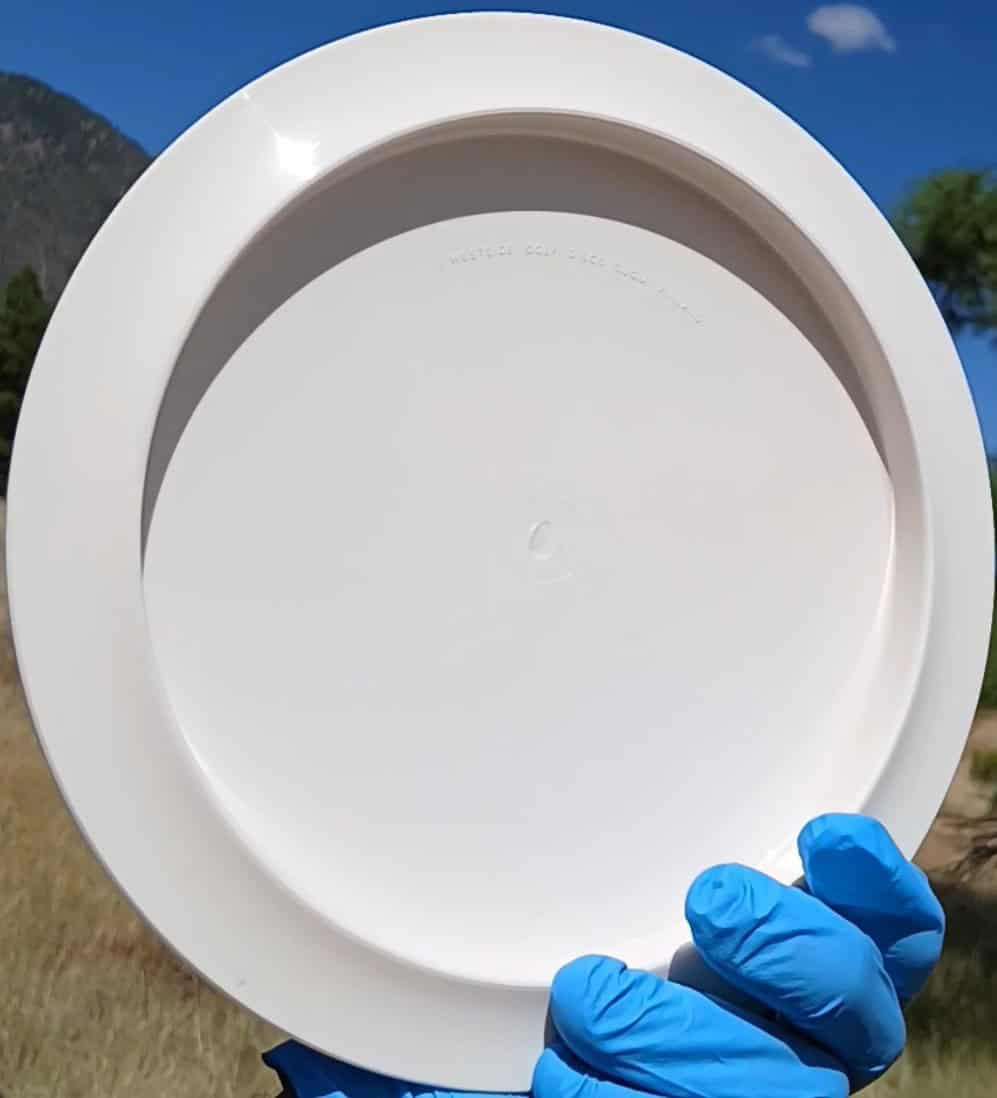 88034401.07 Tournament Giant white blank overstable disc golf distance driver from Westside Discs. back view