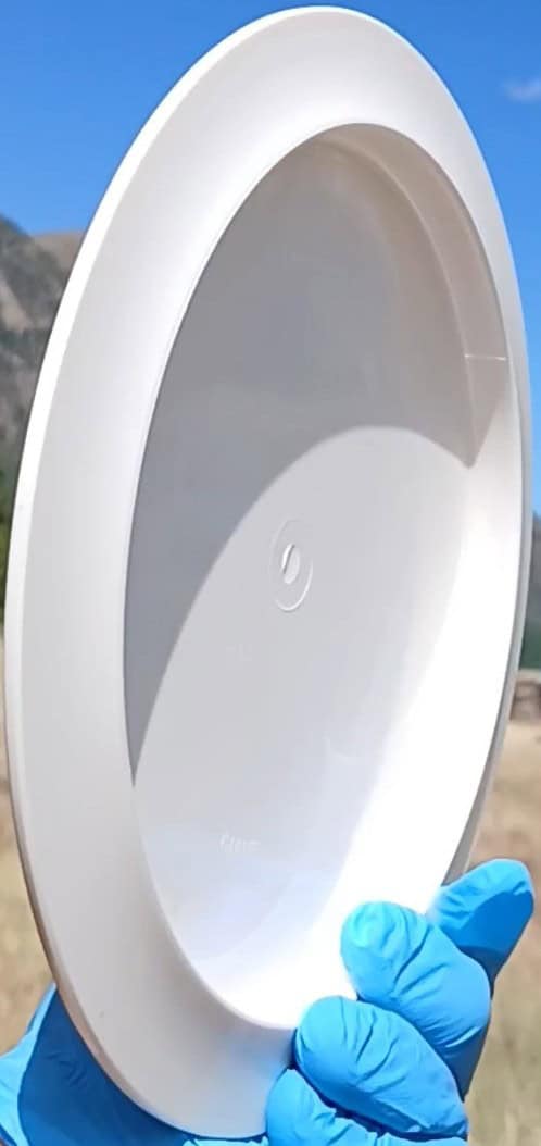88034401.07 Tournament Giant white blank overstable disc golf distance driver from Westside Discs. profile wing view