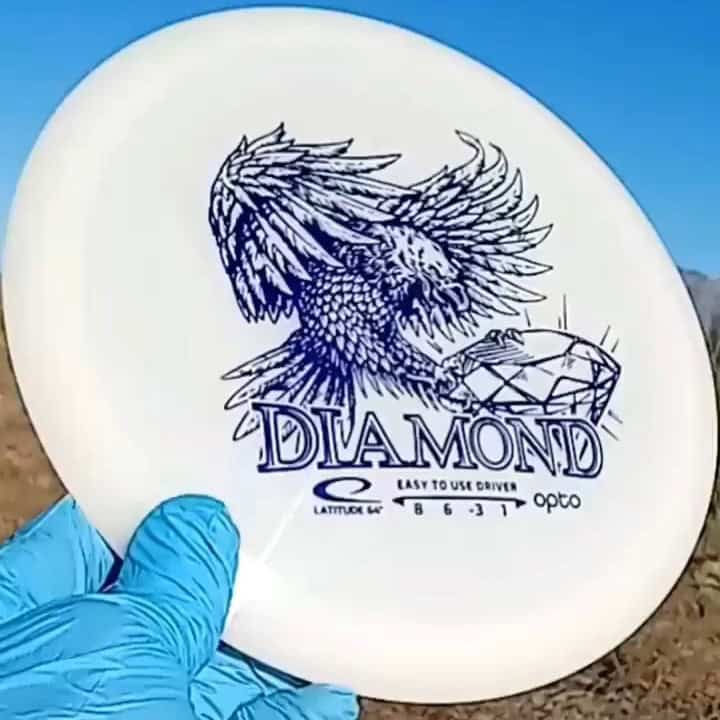 Latitude 64 Opto Diamond White disc golf fairway driver front tilt view - Custom Dyed Discs
