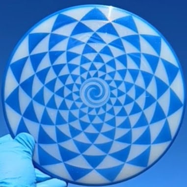 017402.03 Lucid Sparkle Felon Penny Flower blue geometric sky view