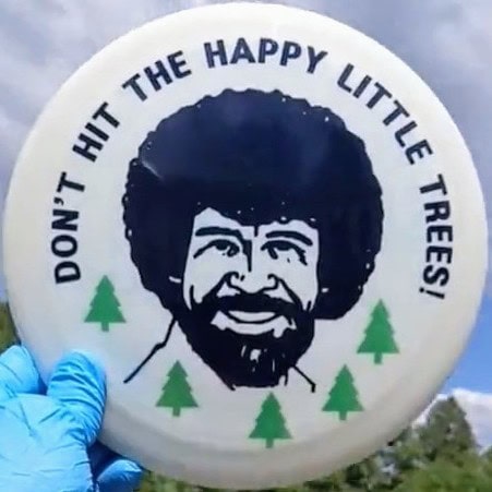 024001.07 Gold Line Ballista Bob Ross  Don't Hit The Happy Little Trees ghost  stamp disc golf distance driver from Latitude 64