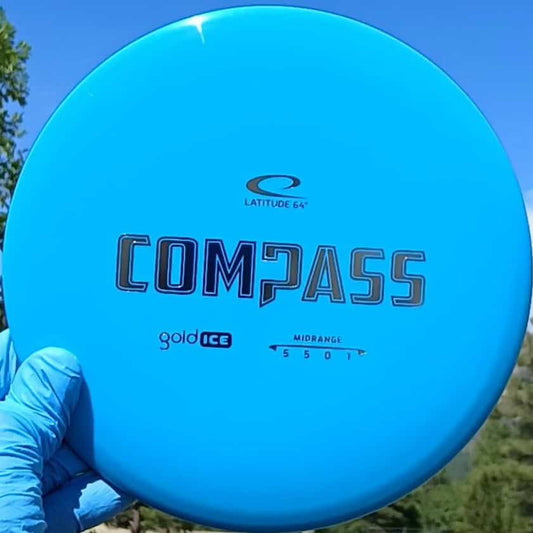 77020310.08 Gold Ice Compass aqua disc golf midrange from Dynamic Discs. front view