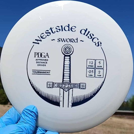 77034902.27 Tournament Sword White distance driver from Westside Discs front view