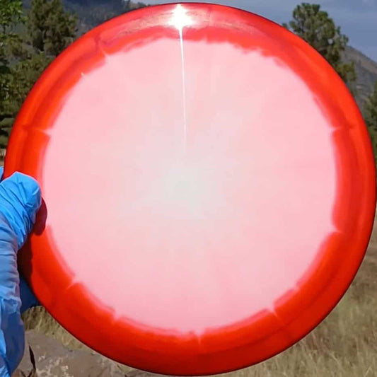 88010301.01 Fuzion Fugitive Orbit Red Blank disc golf midrange Special Edition from Dynamic Discs. front view
