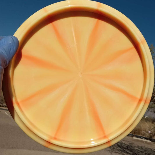 Fuzion Justice Orange Burst Blank Overstable Midrange 176g - Disc Golf Dyes & Design