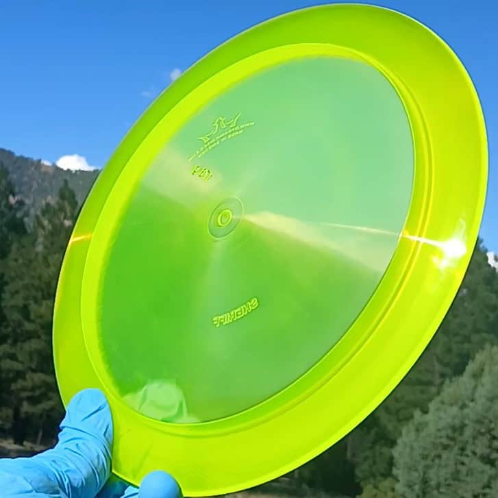 88014810.02 Lucid Ice Sheriff yellow blank disc golf distance driver from Dynamic Discs. front view