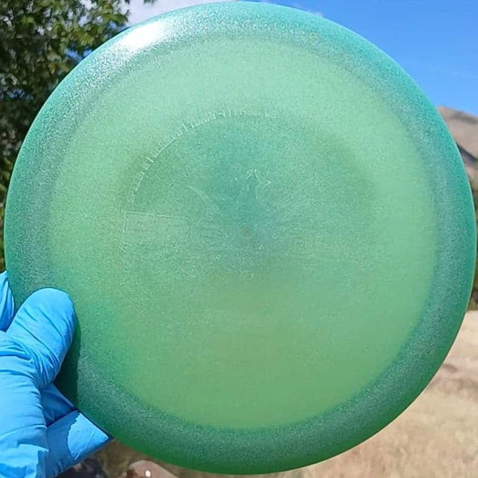 88017003.18 Lucid Air Breakout green wiped disc golf fairway driver from Dynamic Discs. Ghost stamp front view