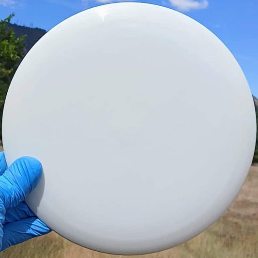 88017301.07 Fuzion Escape White Blank Canvas disc golf fairway driver from Dynamic Discs. front skyline view