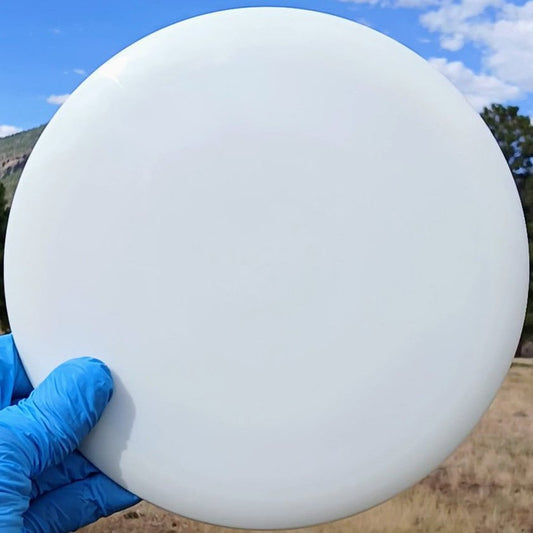 88017501.17 Fuzion Getaway white wiped disc golf fairway driver from Dynamic Discs. ghost stamp front view