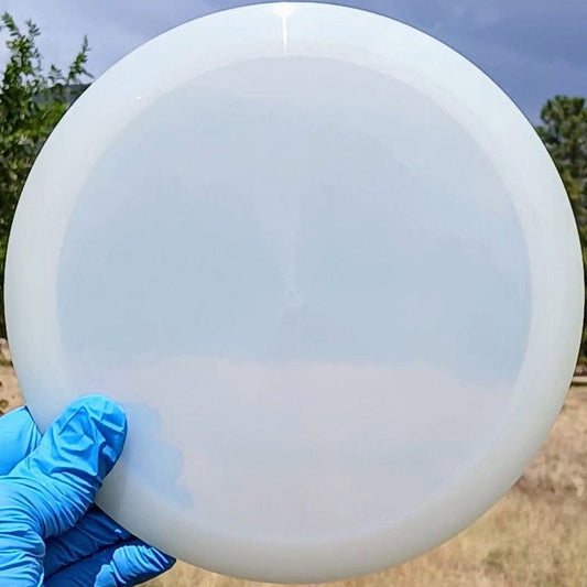 88017810.07 Lucid Ice Vandal white blank disc golf fairway driver from Dynamic Discs.  front skyline view 