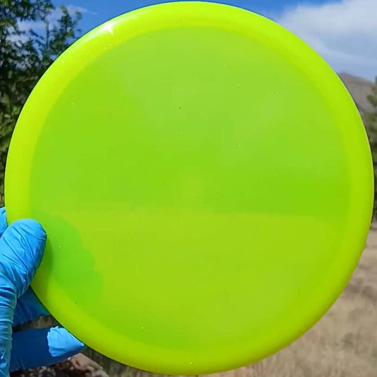 88020302.02 Opto Compass Sparkle yellow blank disc golf midrange from Latitude 64. front view