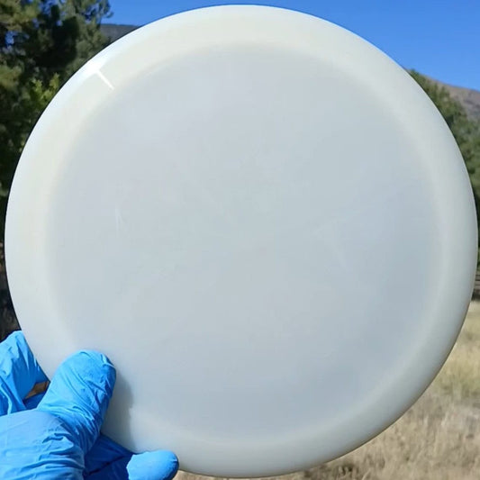 88025102.07 Opto Sapphire white blank disc golf distance driver from Latitude 64. front view
