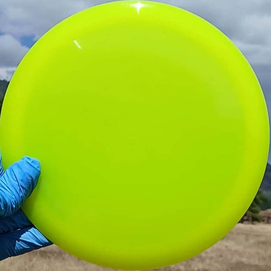 88028202.02 Opto Saint yellow blank understable disc golf fairway driver from Latitude 64. front view