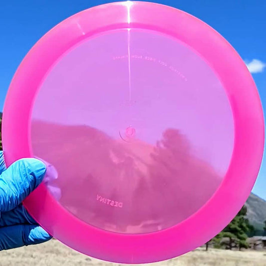 VIP Ice Destiny pink blank understable disc golf distance driver from Westside Discs. front view