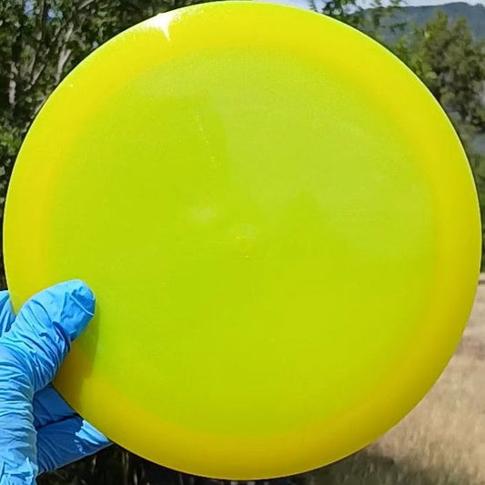 88037703.02 VIP Air Northman yellow blank disc golf lightweight distance driver from Westside Discs. front view