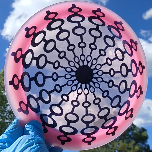 Discmania Active Premium Astronaut Circular Pulse pink custom dyed disc golf distance driver front transparent view
