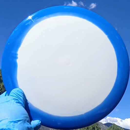 Dynamic Discs Fuzion Orbit Enforcer blue blank disc golf distance driver front view