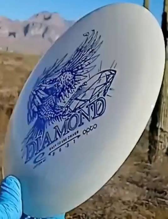 Latitude 64 Opto Diamond White disc golf fairway driver profile view - Custom Dyed Discs