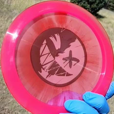 Westside Discs VIP-X Sword Crazy Smiley disc golf distance driver back view - Custom Dyed Discs 