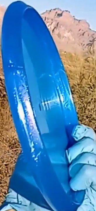 Westside Discs VIP Glimmer Harp blue wiped overstable disc golf putter front tilt view - Custom Dyed Discs