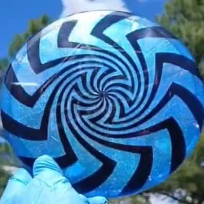 Westside Discs VIP Glimmer Harp Dizzy Doozy blue sparkle geometric overstable disc golf putter front view - Custom Dyed Discs