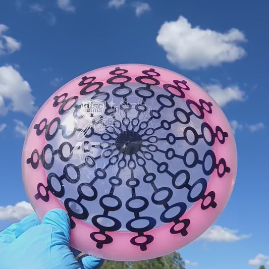 044102.07 Premium Astronaut Circular Pulse custom disc golf design on pink Discmania Active Premium Astronaut.