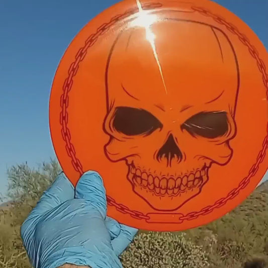 Dynamic Discs Lucid evader skull and chains disc golf design