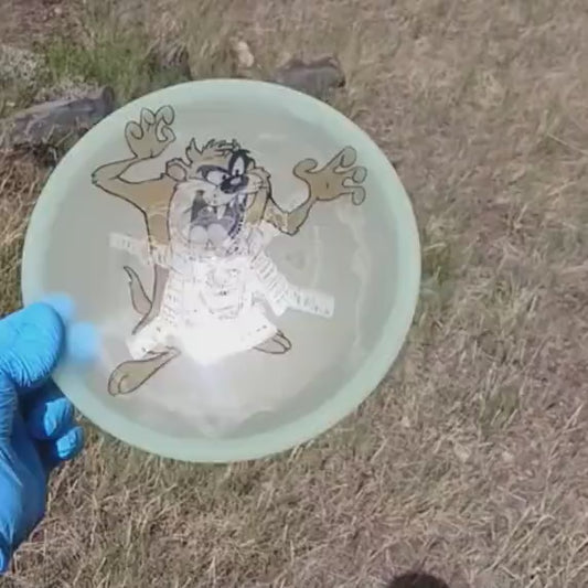 042503.12 Sensei Glow Tasmanian Devil disc golf putter ghost stamp from Discmania.