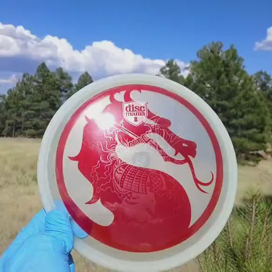 042603.11 Shogun Glow Mortal Kombat Discmania disc golf putter shown in Flagstaff, AZ.