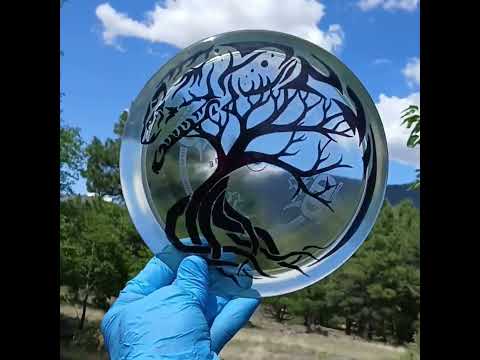 017310.14 Lucid Ice Escape Spirit Wolf custom disc golf design on fairway driver. Color = clear