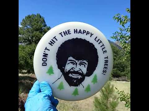 Dynamic Discs Lucid Judge Bob Ross Happy Little Trees White Disc Golf Putter - Custom Dyed Disc