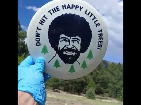 Gold Line Ballista Bob Ross Don't Hit The Happy Little Trees disc golf distance driver from Dynamic Discs.