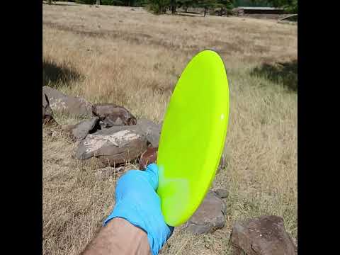 8801402.02 Lucid Justice yellow disc golf overstable midrange from Dynamic Discs. Wiped ghost stamp 